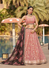 Alluring Looking Lehenga Choli in Pink Brown